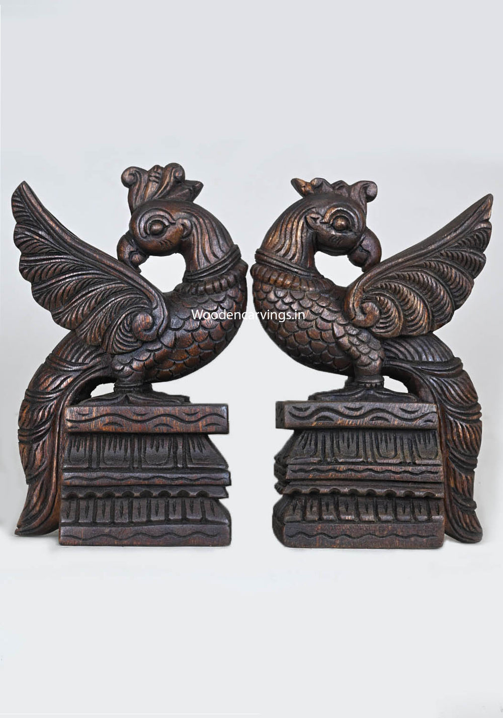 Standing Pair of Peacocks Light Weight Showpiece Sculpture 13"