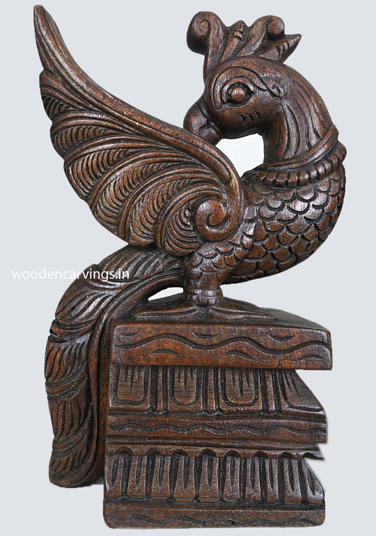 Showpiece Standing Wood Pair of Peacocks Deity 13"