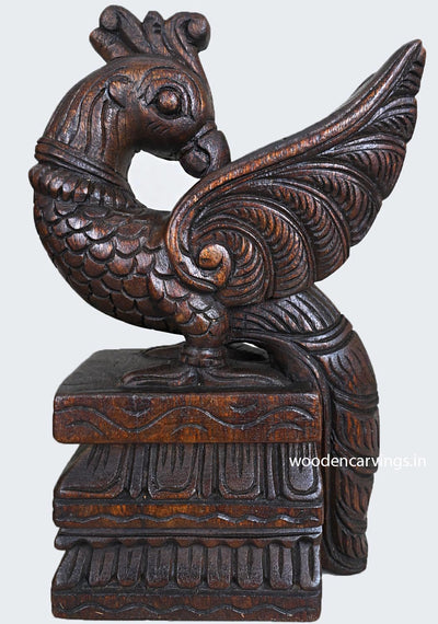 Showpiece Standing Wood Pair of Peacocks Deity 13"