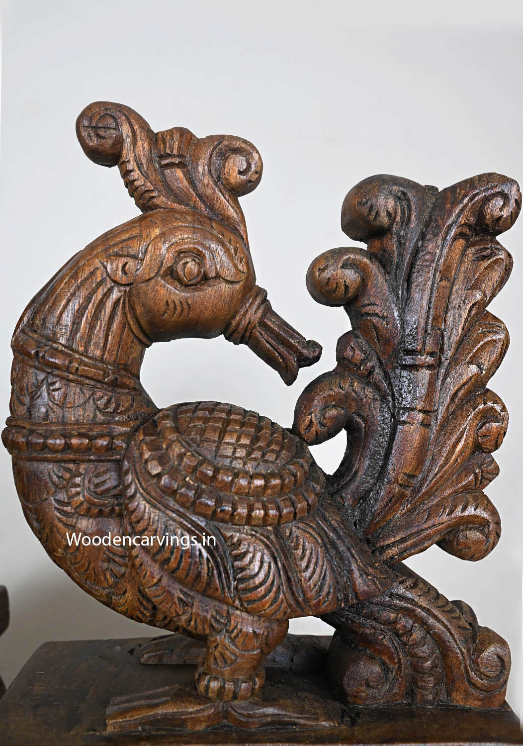 Decorative Standing Bird Annapakshi Wooden Sculpture 12"