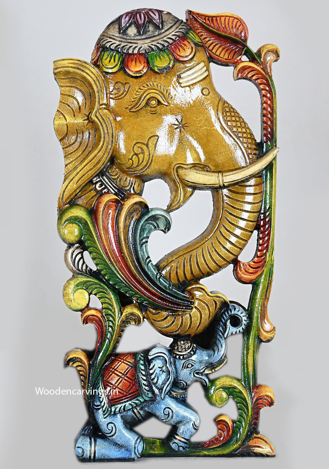 Vertical Yellowish Elephant Wall Hanging Wall Decoration Wall Mount 24"