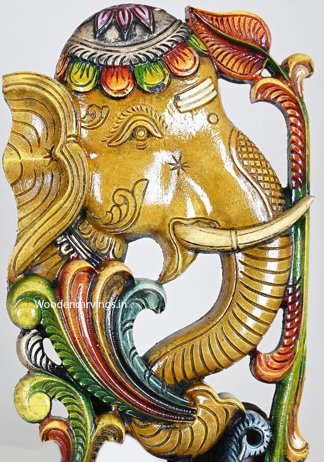 Vertical Yellowish Elephant Wall Hanging Wall Decoration Wall Mount 24"