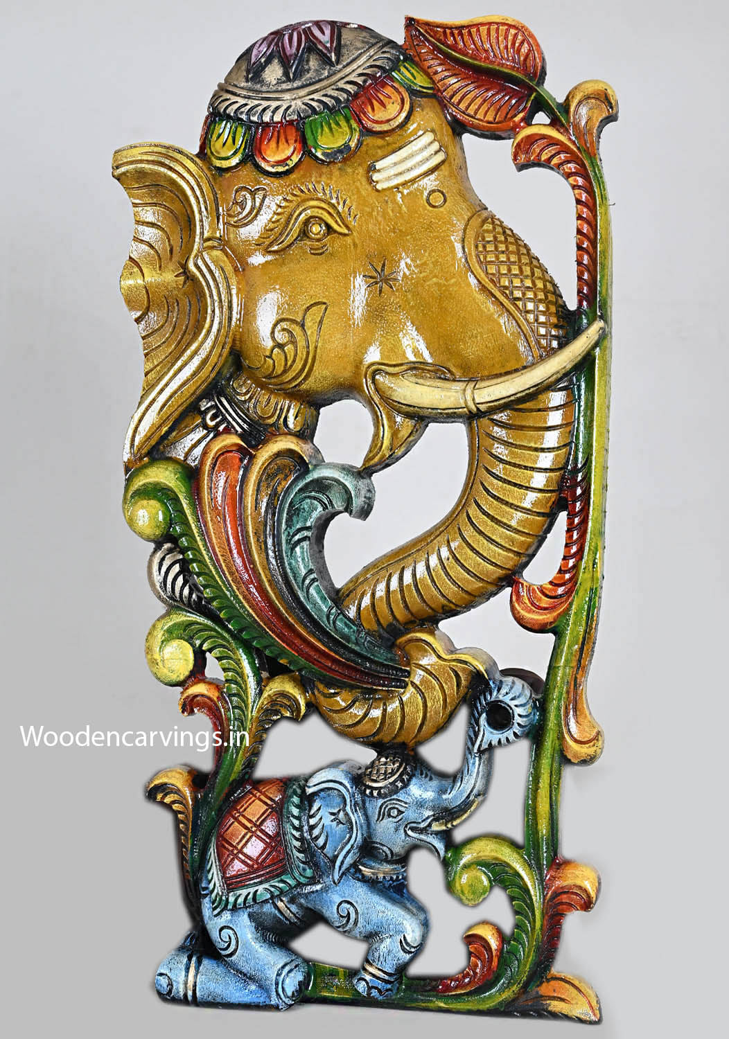 Vertical Yellowish Elephant Wall Hanging Wall Decoration Wall Mount 24"