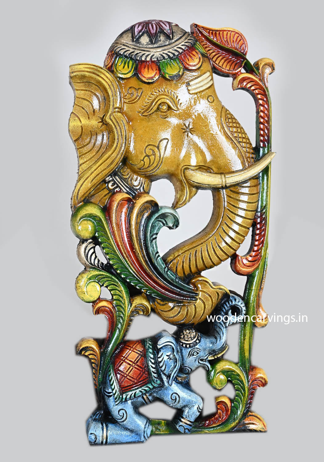 Vertical Yellowish Elephant Wall Hanging Wall Decoration Wall Mount 24"