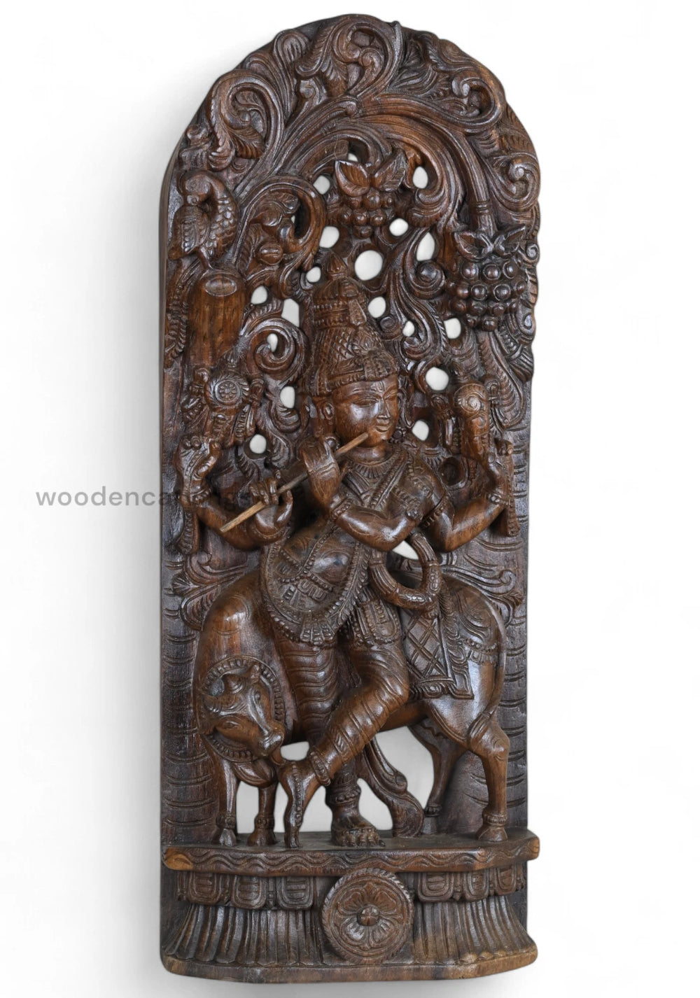 Lord Krishna playing his flute with cow 36"