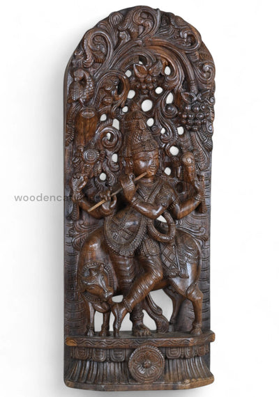 Lord Krishna playing his flute with cow 36"