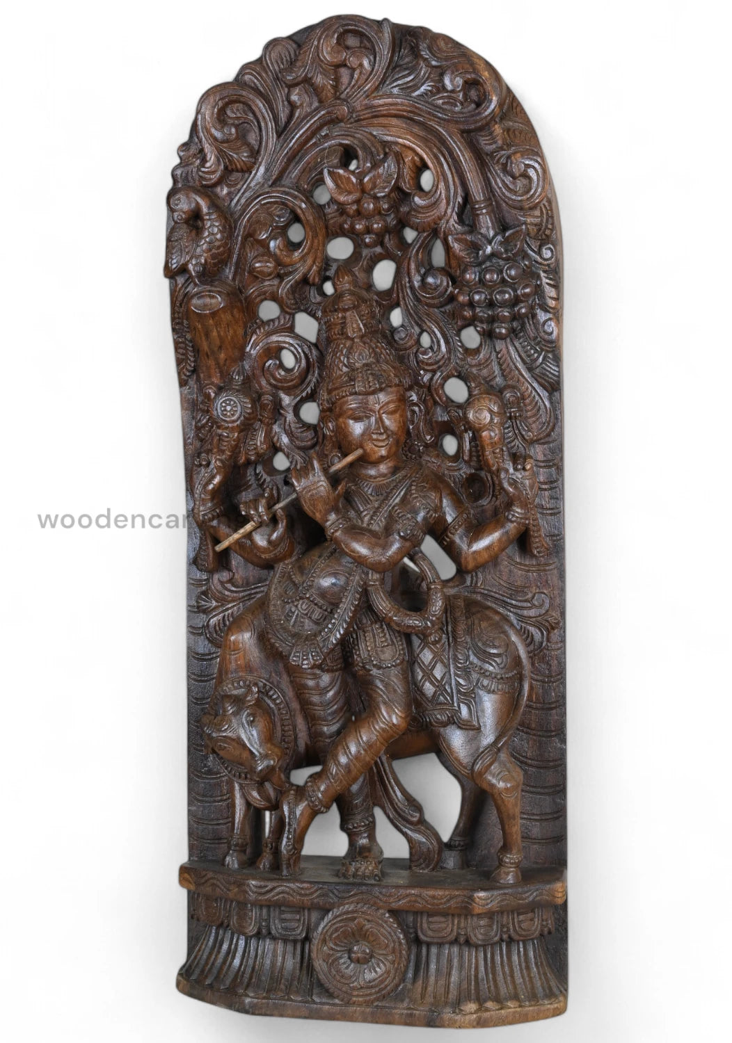 Lord Krishna playing his flute with cow 36"