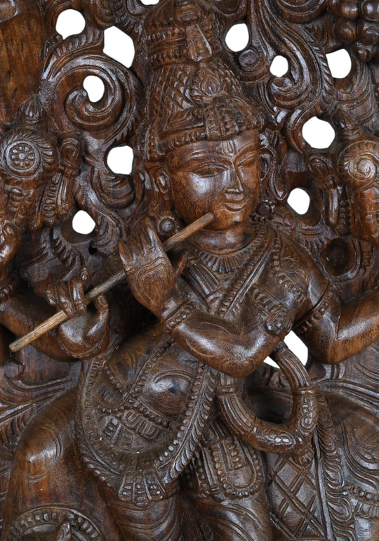 Lord Krishna playing his flute with cow 36"