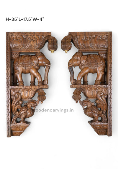 Wooden Elephant Wall Decor Wall Brackets 35"