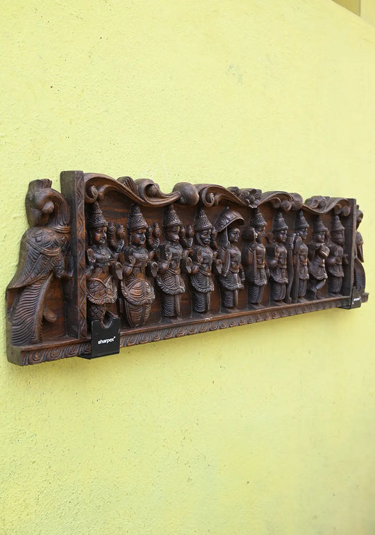 Wall Hanging Dasavatharam Wooden Panel 48"