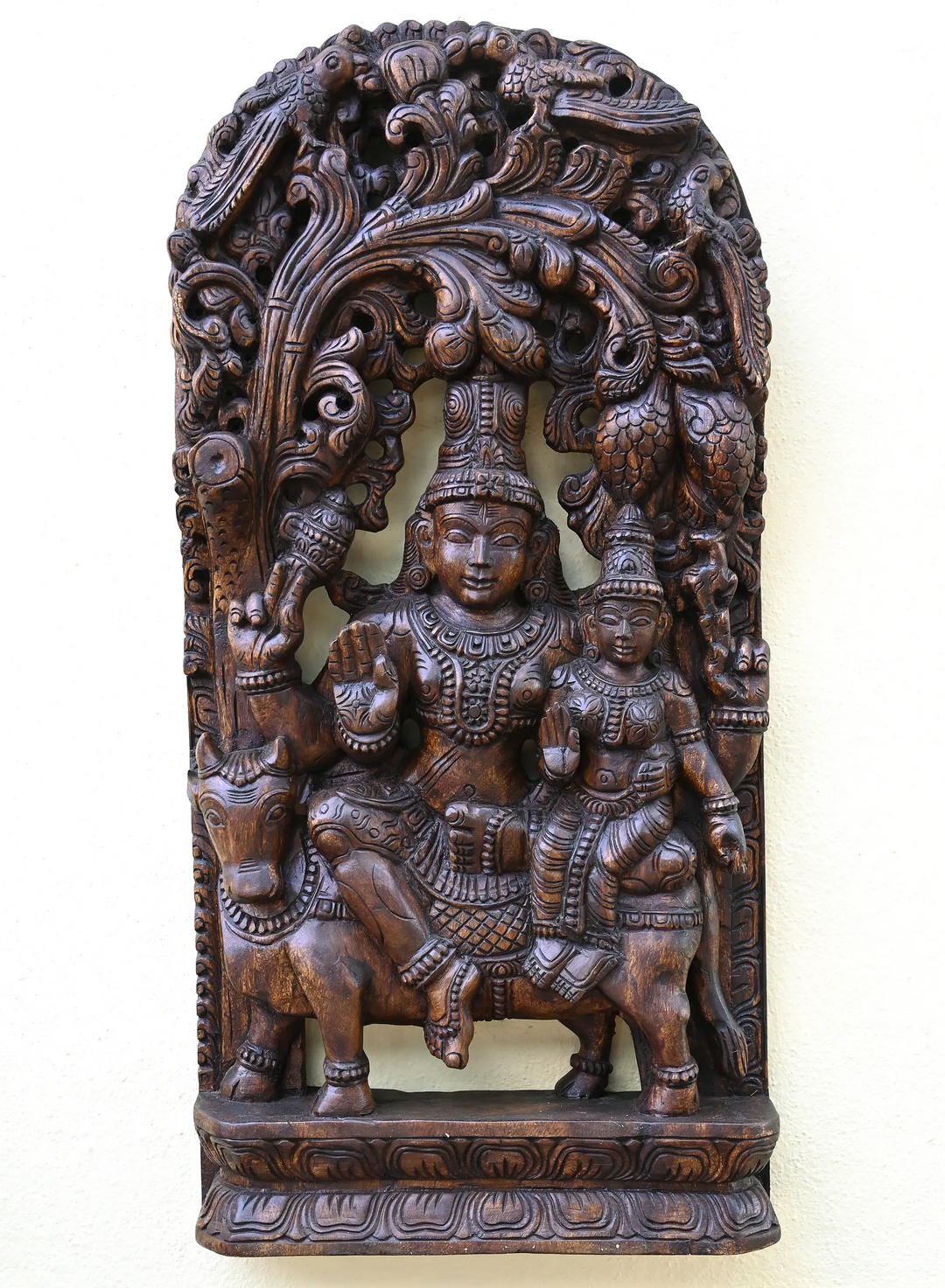 Wooden Shiva with Parvati Seated on Nandi_4