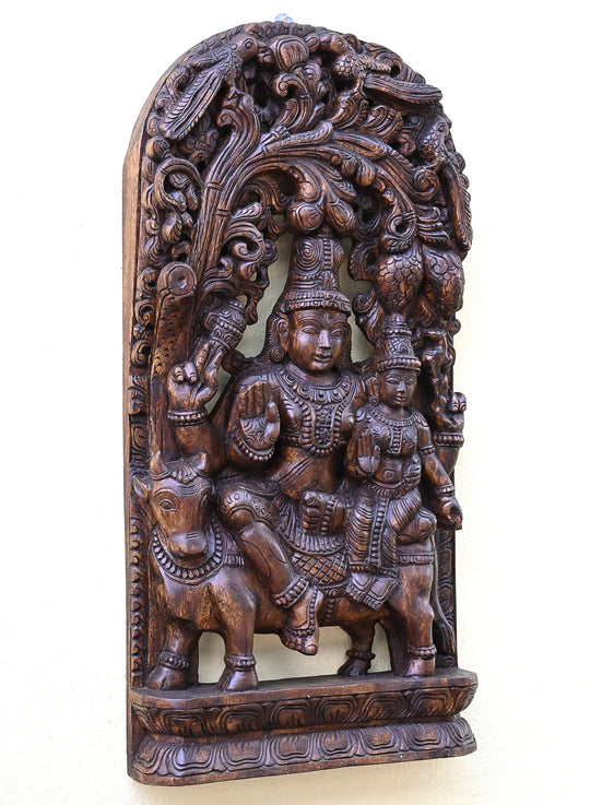 Wooden Shiva with Parvati Seated on Nandi_2