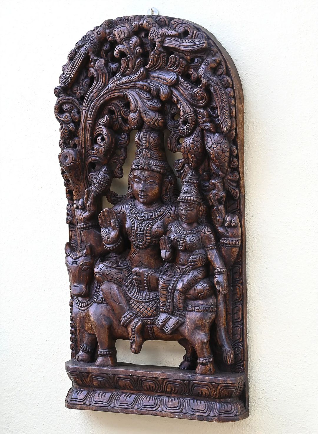 Wooden Shiva with Parvati Seated on Nandi_3