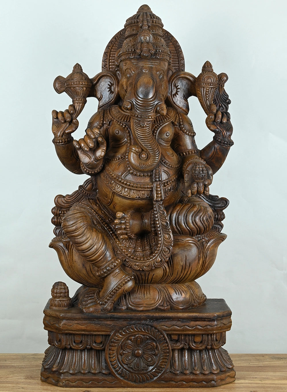 Lord Ganesha Seated on Lotus in Lalitasana Pose