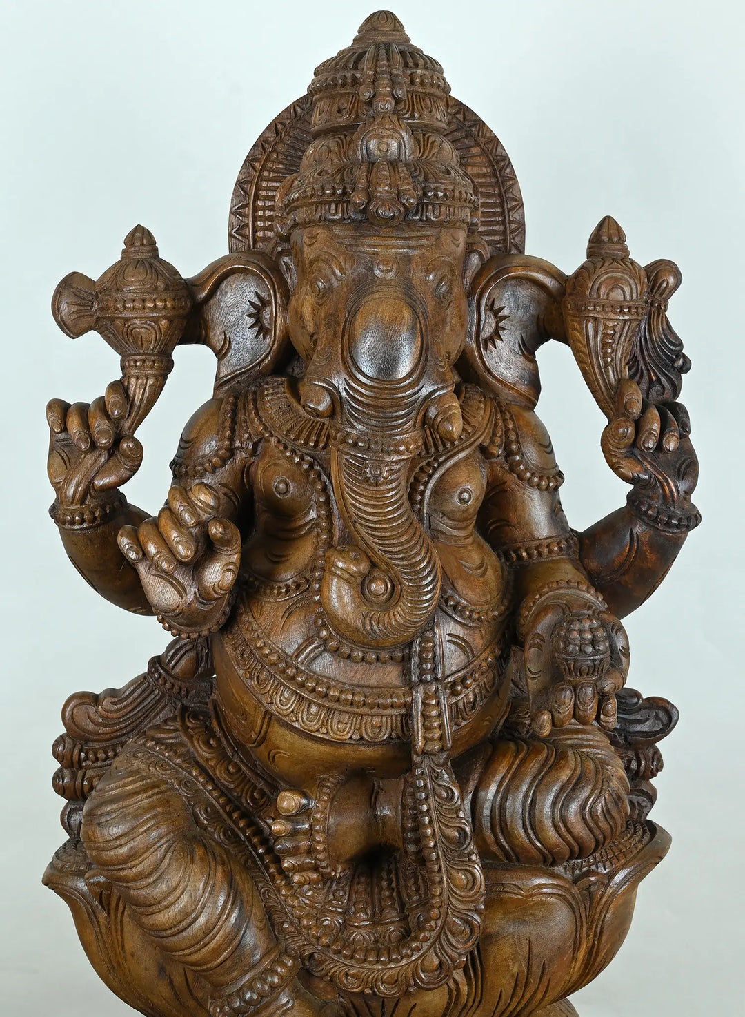 Lord Ganesha Seated on Lotus in Lalitasana Pose