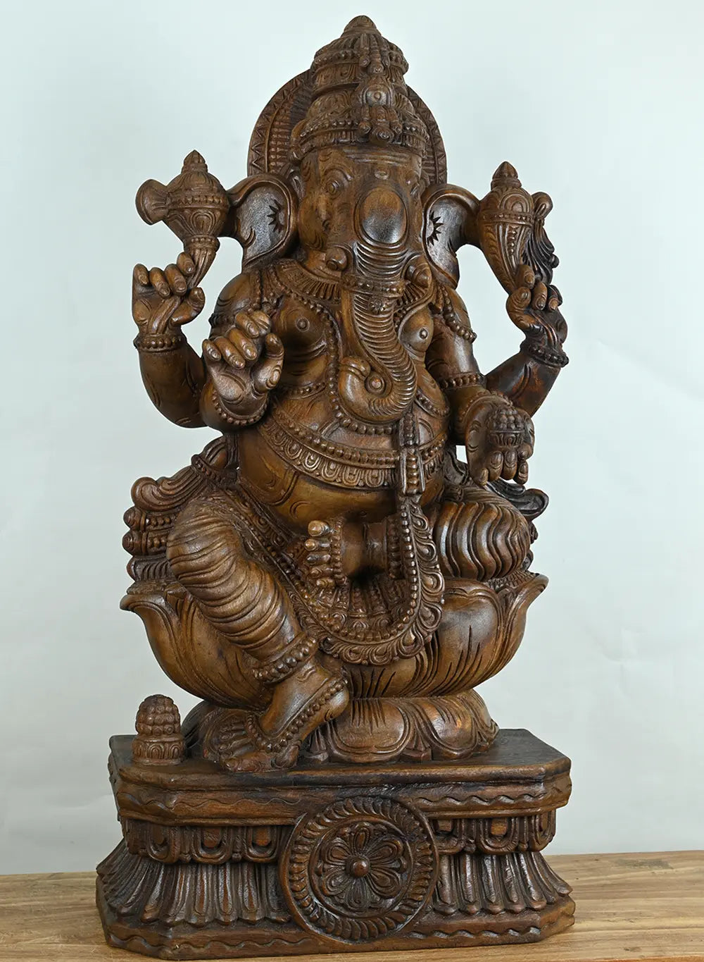 Lord Ganesha Seated on Lotus in Lalitasana Pose