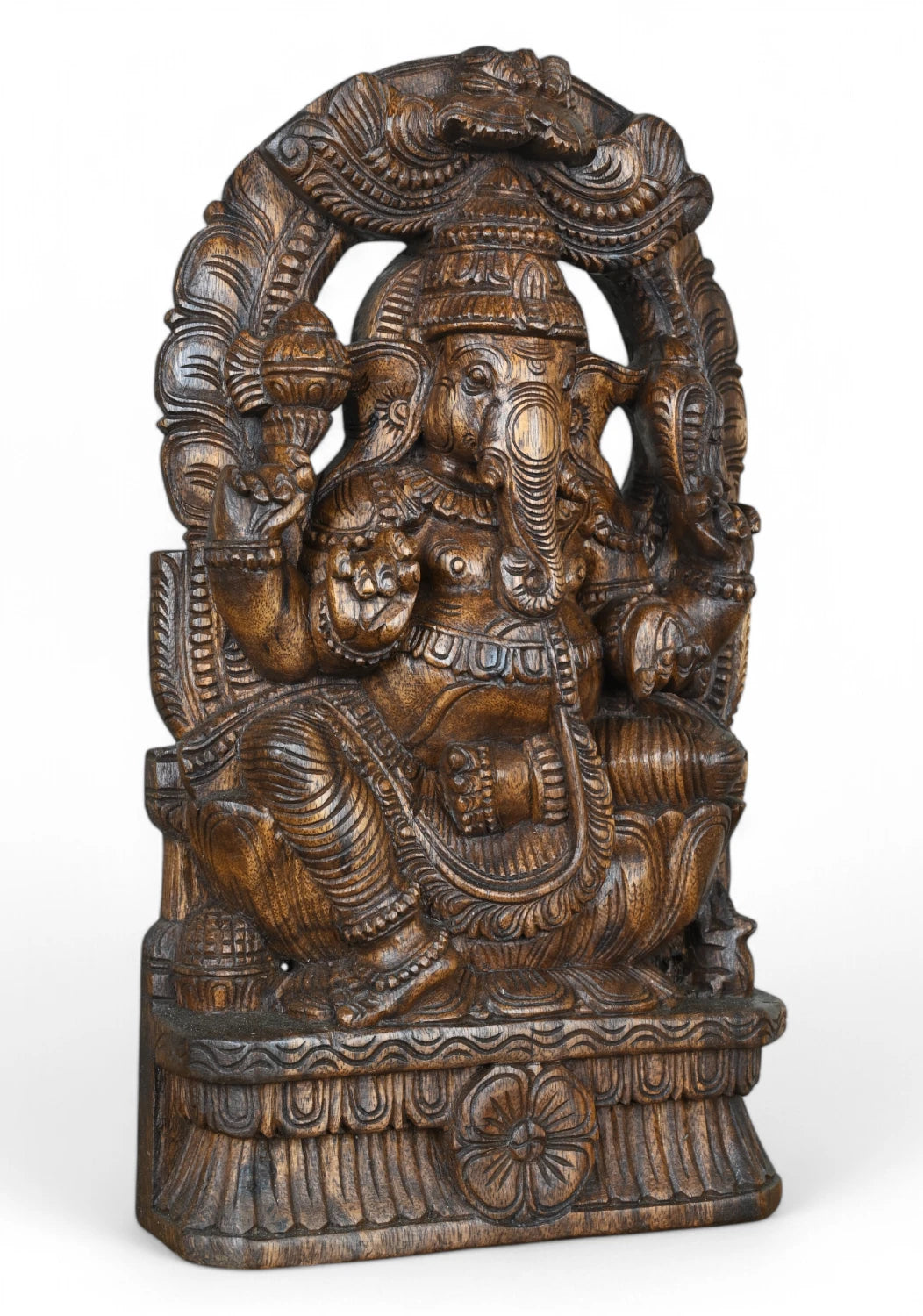 Ganesha Seated on Lotus with Holding Tusk 19"