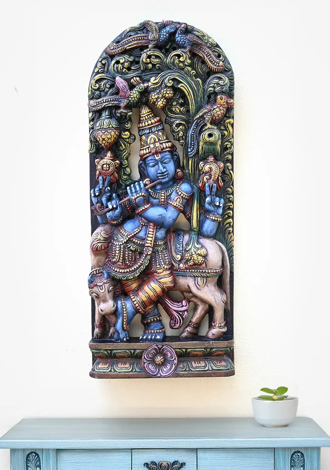 Wooden Krishna statue_4