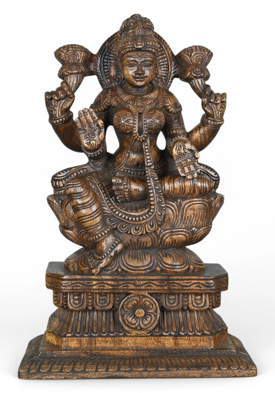 Goddess Mahalakshmi Seated on Decorative Pedestal  19"