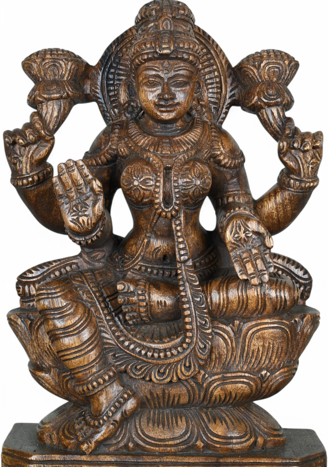 Goddess Mahalakshmi Seated on Decorative Pedestal  19"