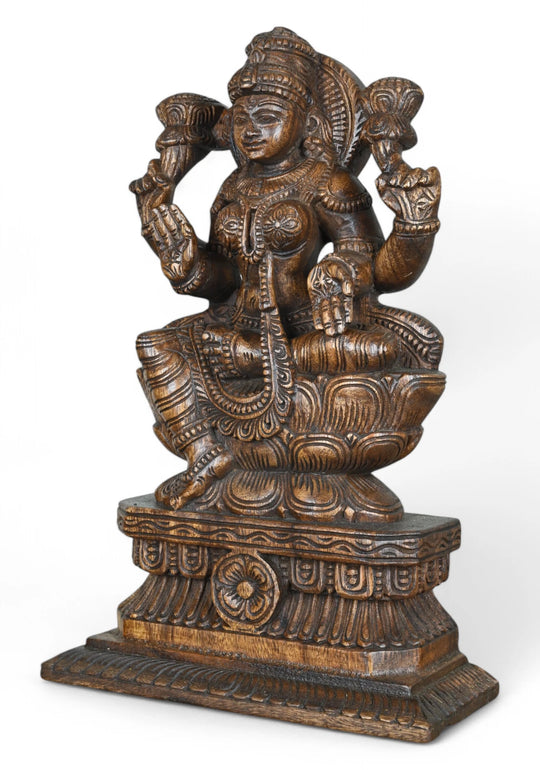 Goddess Mahalakshmi Seated on Decorative Pedestal  19"