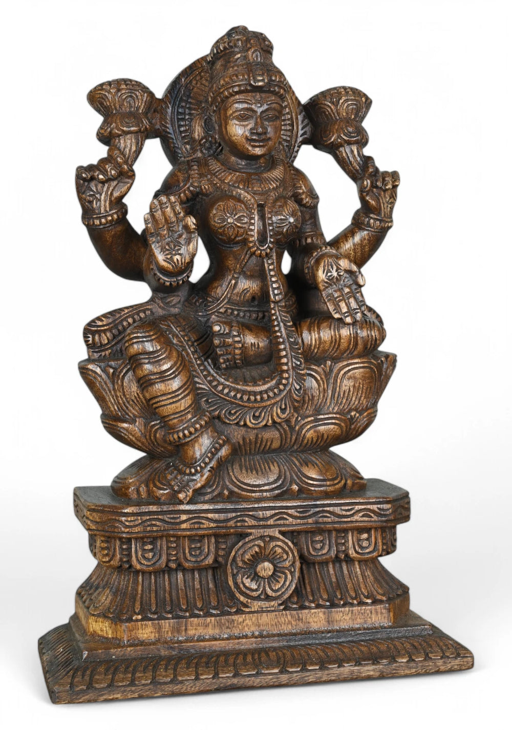 Goddess Mahalakshmi Seated on Decorative Pedestal  19"