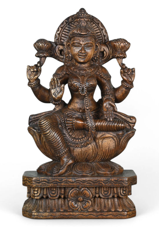 Goddess Lakshmi in Lalit asana with Abhay mudra pose