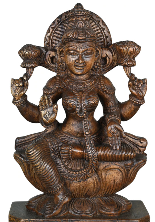 Goddess Lakshmi in Lalit asana with Abhay mudra pose