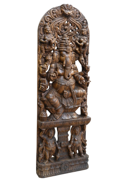 Wooden Ganesha  staute Jali Work Design_2