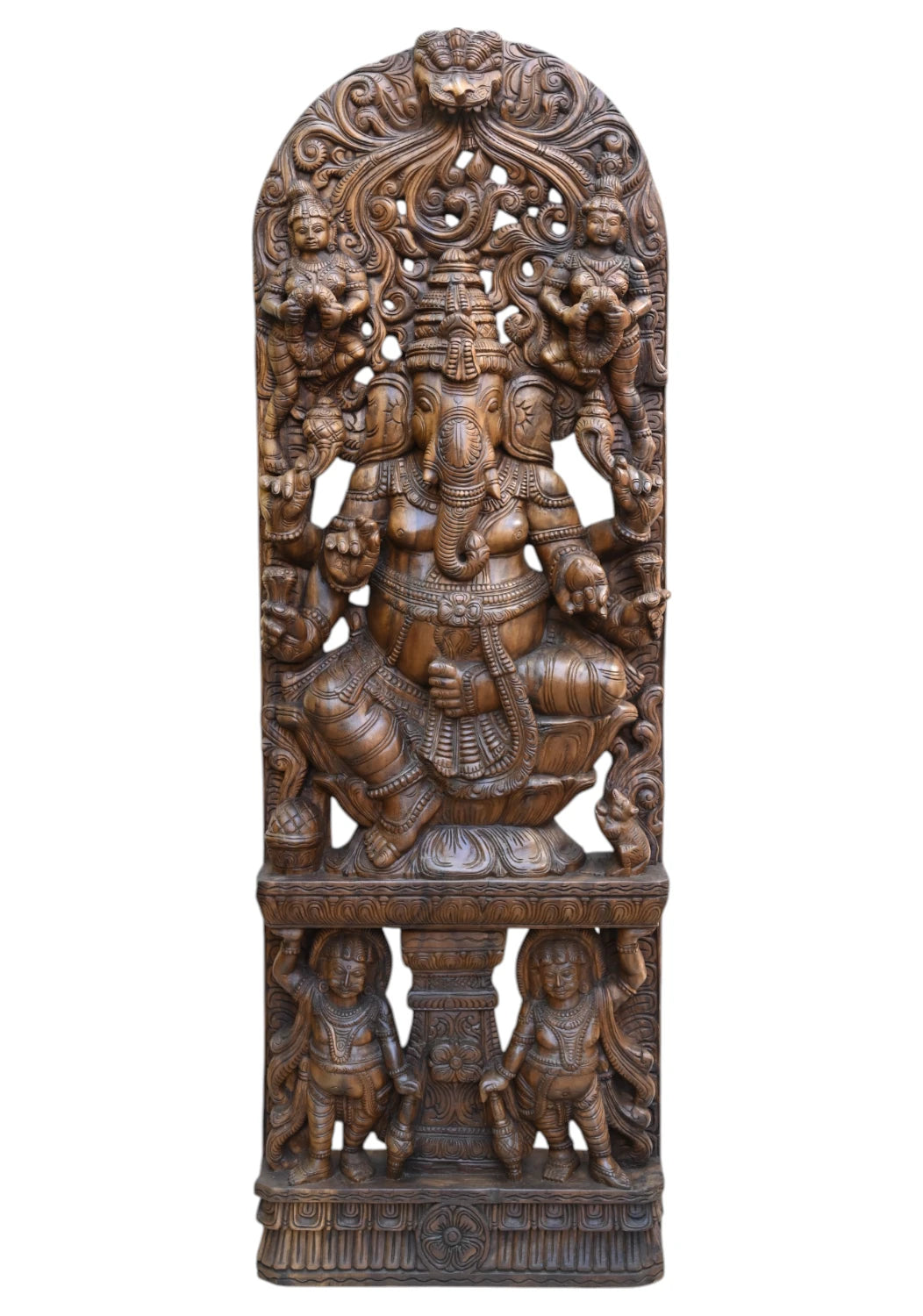 Wooden Ganesha  staute Jali Work Design