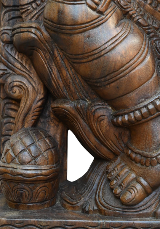 Tall Lord Ganesh Seated on a Lotus with Jali Work 72"