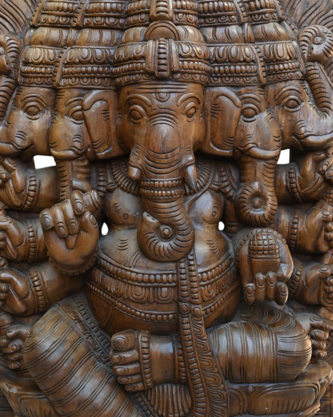 Wooden Panchamukhi Ganesha statue _4