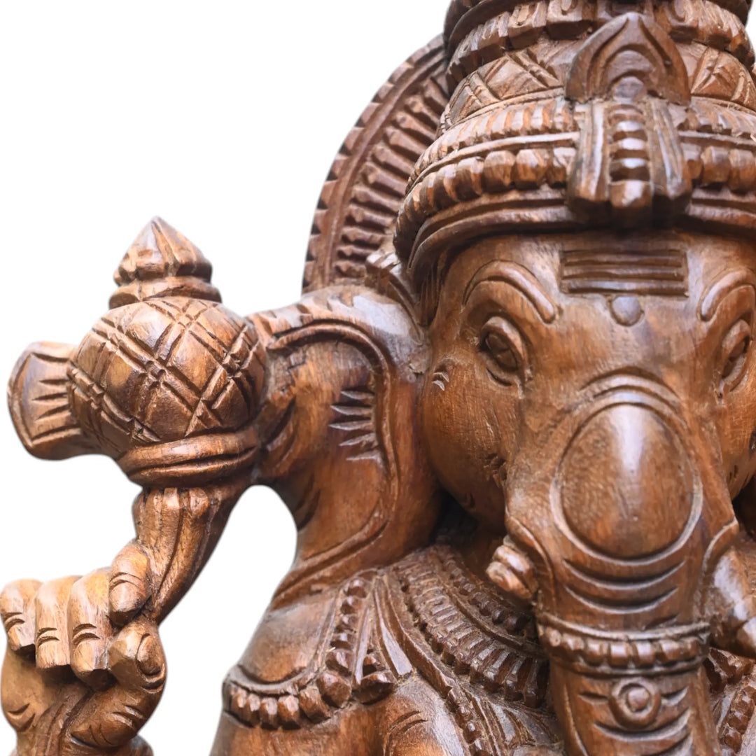 Beautiful Ganesh Carved in Right Trunk 24"