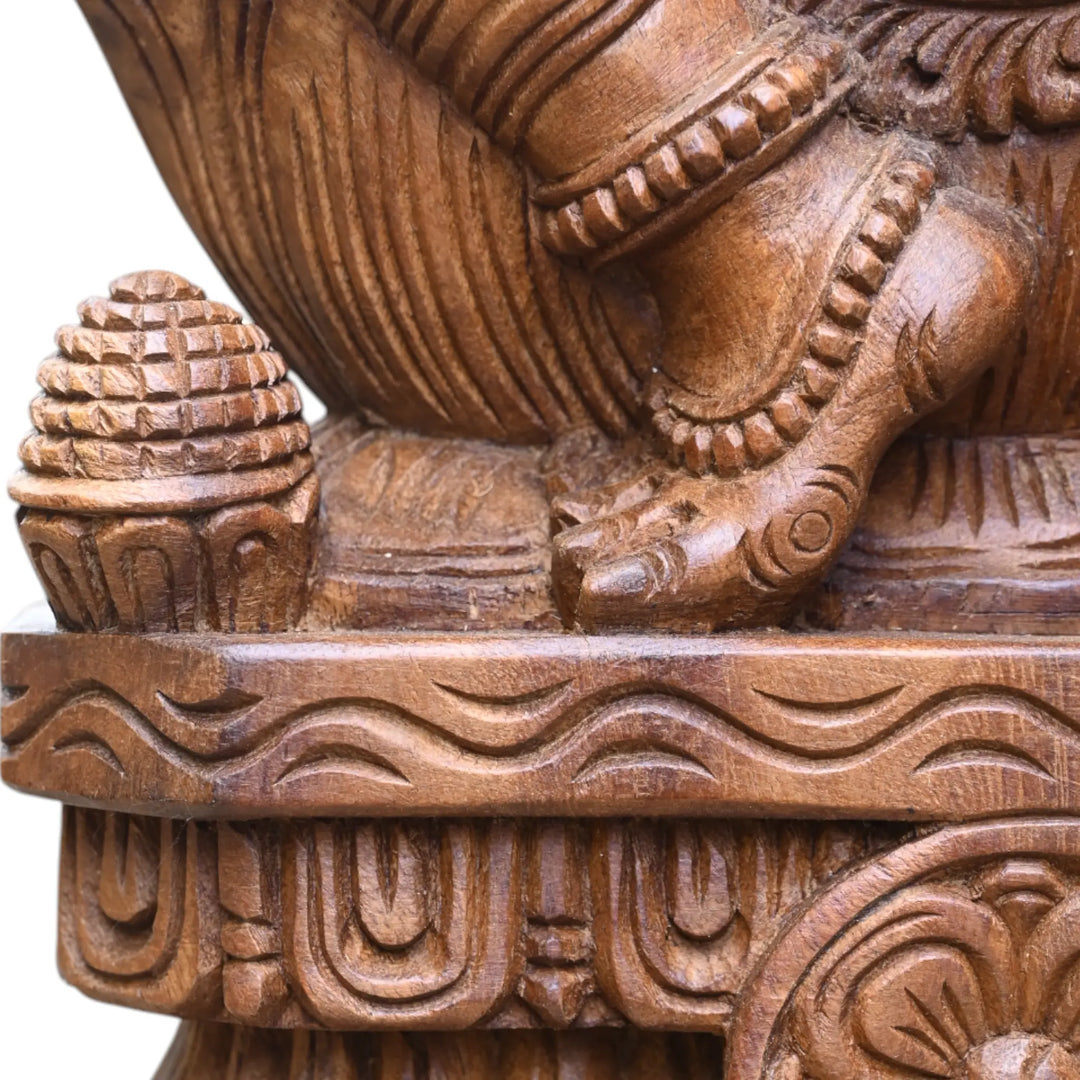 Beautiful Ganesh Carved in Right Trunk 24"