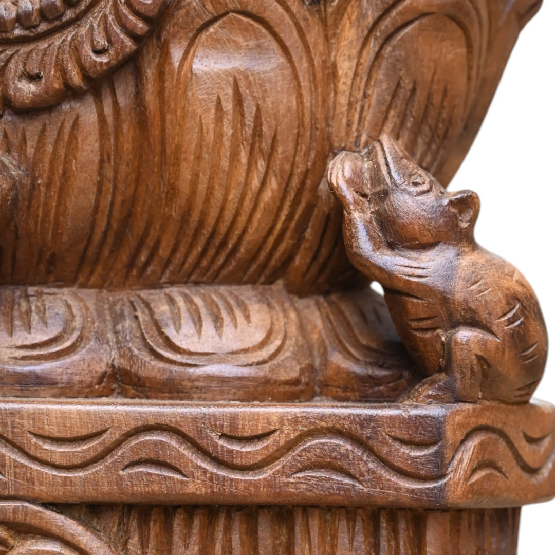 Beautiful Ganesh Carved in Right Trunk 24"