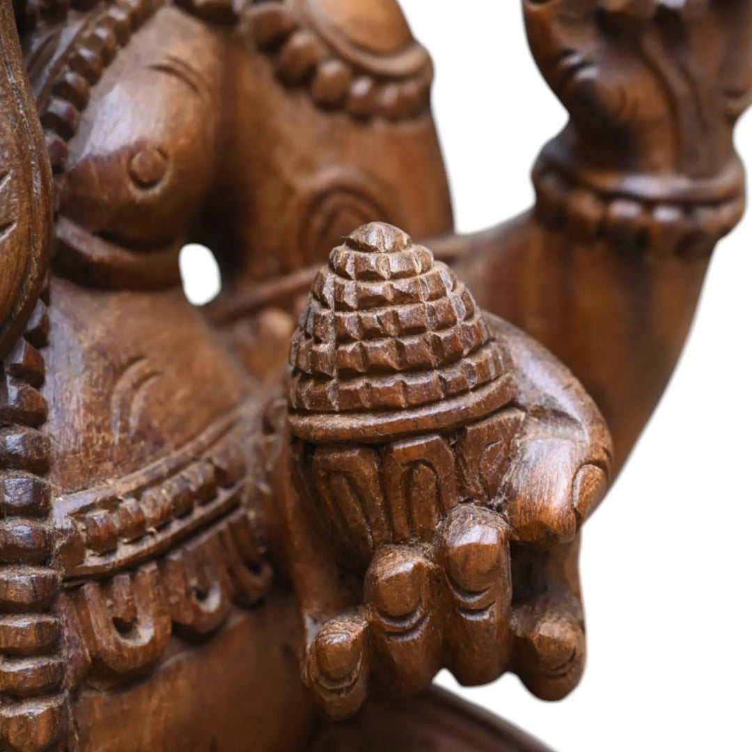 Beautiful Ganesh Carved in Right Trunk 24"