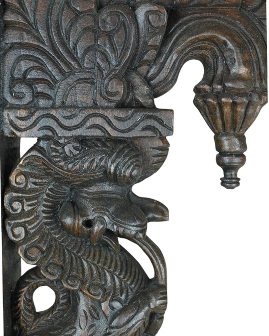 Upraised paired Yali & Elepants Wall Brackets 33"