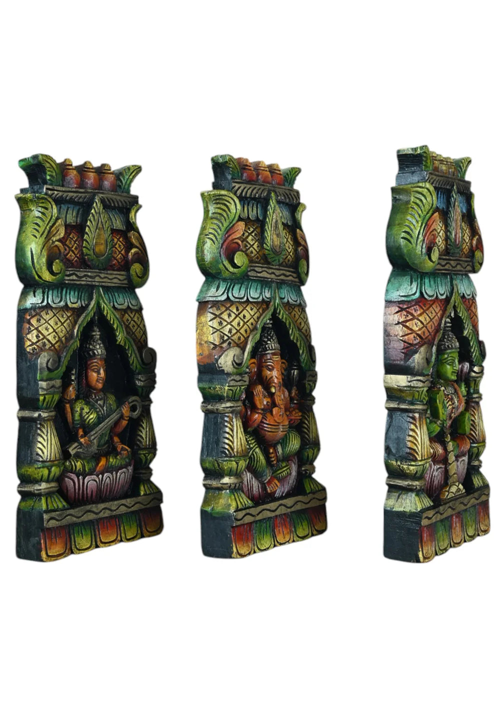 Vertical Wall Mount in Lord Saraswathi, Ganesha & Lakshmi 17"