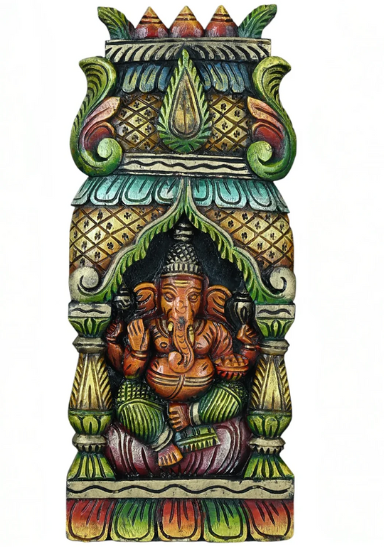 Vertical Wall Mount in Lord Saraswathi, Ganesha & Lakshmi 17"