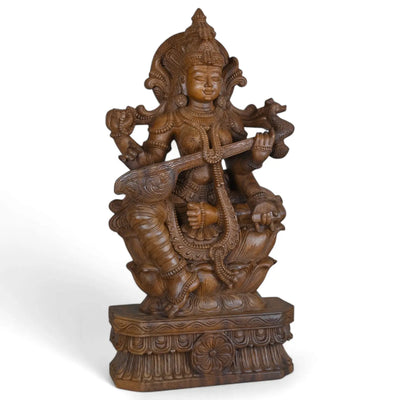 Sculpture Of Padma Saraswathi With Veena 36"