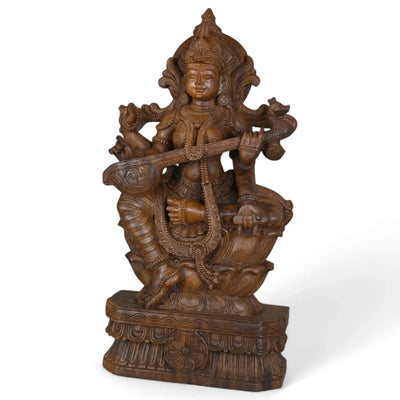 Sculpture Of Padma Saraswathi With Veena 36"