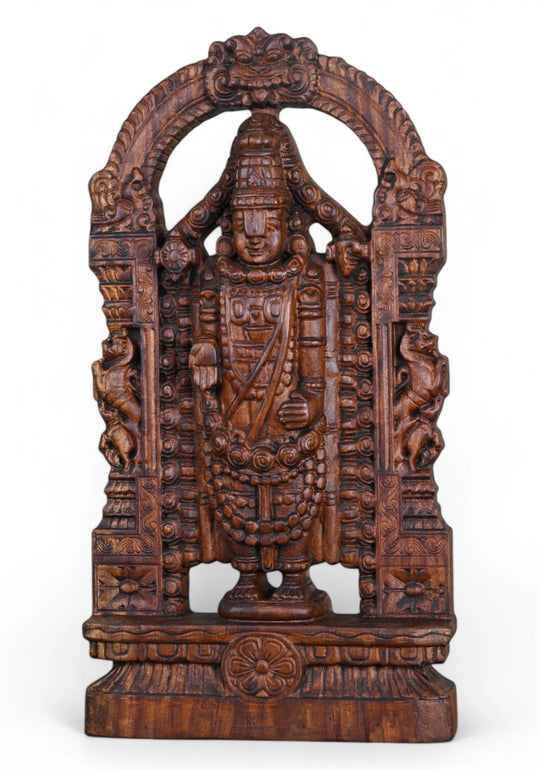 lord venkateswara wooden statue