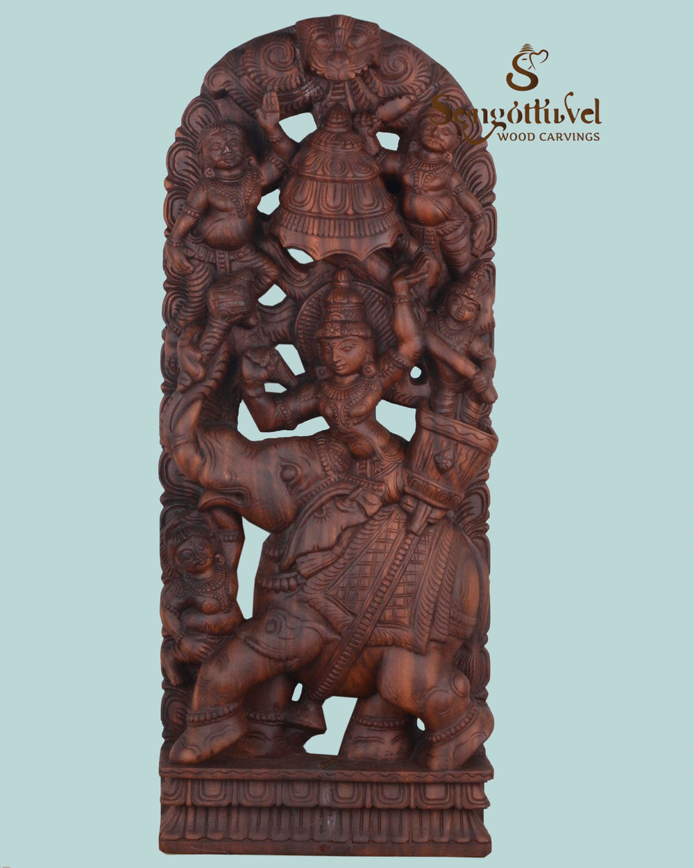 Wooden Raj Bhavani wall Mount sculpture 36"