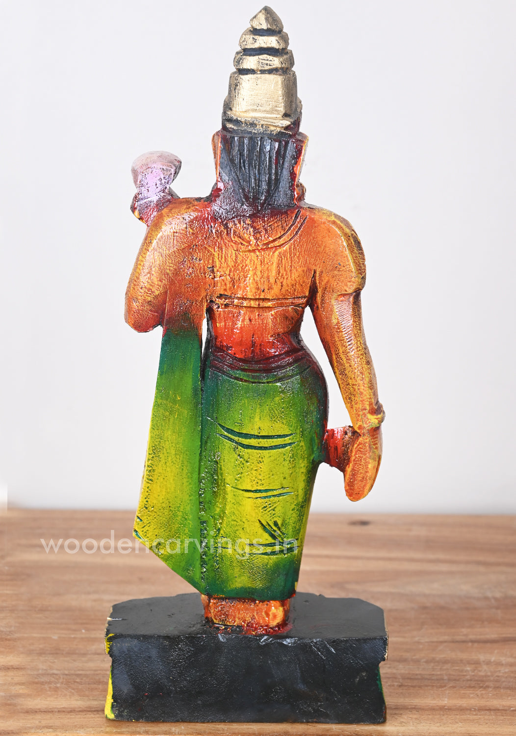 12" Goddess Lakshmi Standing on Beedam and Holding Lotus Sculpture