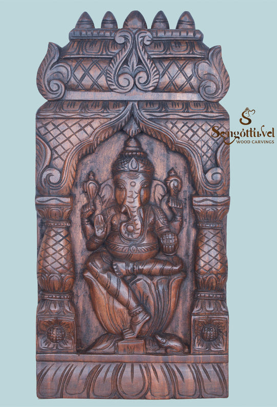 Natural Temple Look Lord Ganesh Wall Mount 24"