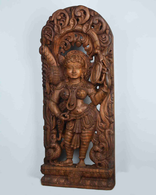 The queen of beauty apsara wooden statue 36"