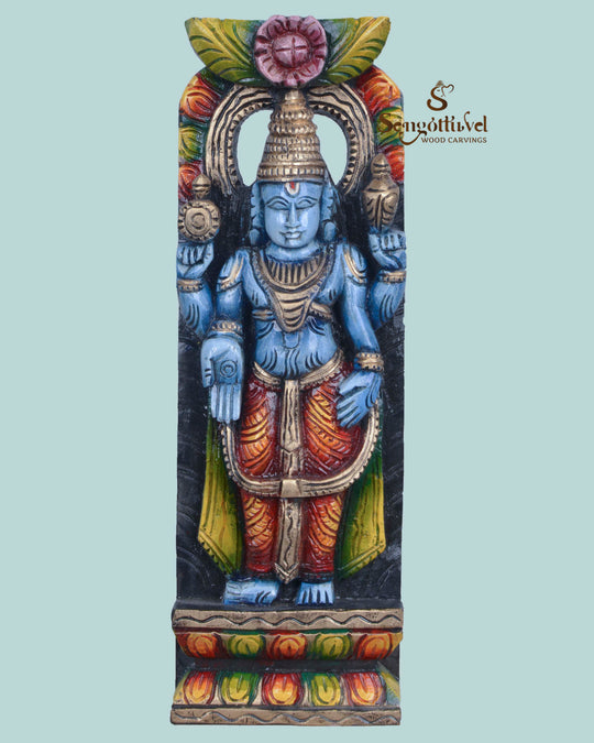 Blueish vishnu Beautiful art work wall Mount 17.5"