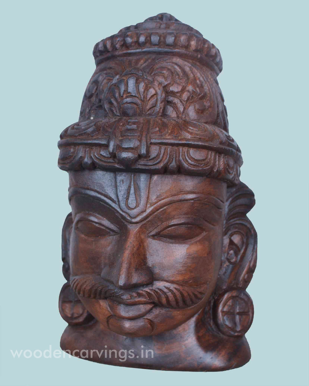 Veerangi Ayyanar Wax Brown Wooden mask 12"