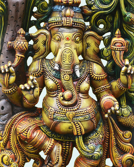 Nartaki Ganesh on kirthi Mukha jali work wall Mount 60"