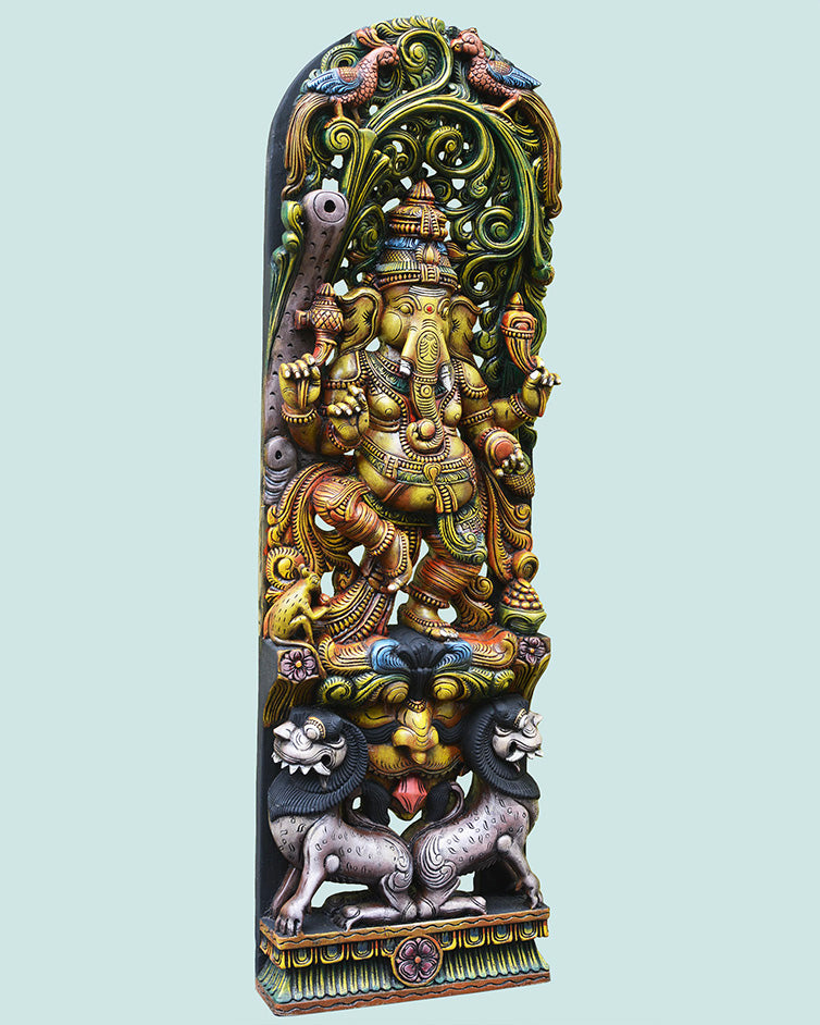 Nartaki Ganesh on kirthi Mukha jali work wall Mount 60"